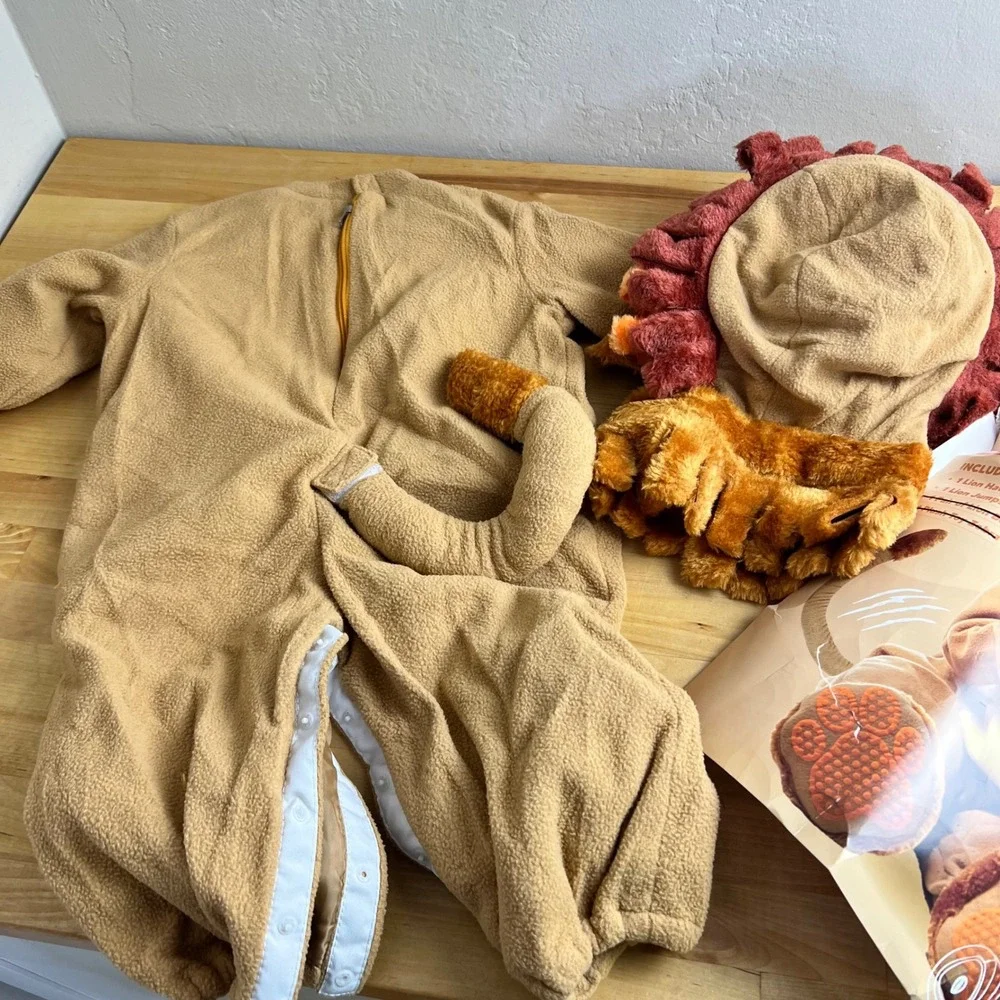 Lion Costume Infant‎ Toddler Jumpsuit Hat Halloween Dress Up 12-18 Months READ